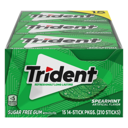 Trident Sugar Free Spearmint Gum 15-Pack – Fresh Breath Chewing Gum Bulk Pack for Daily Oral Care