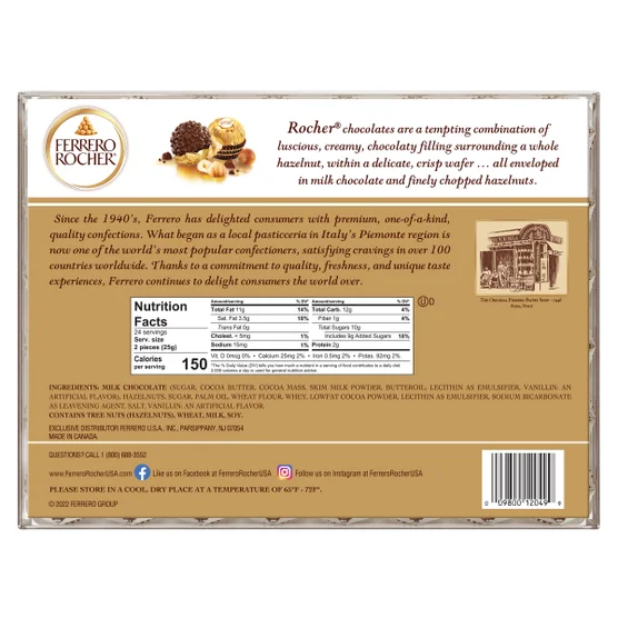Ferrero Rocher Milk Chocolate Hazelnut Candy 48-Count Gift Box – Premium Gourmet Chocolates USA - Image 2