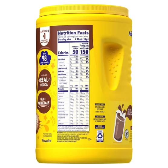 Nestlé Nesquik Chocolate Drink Mix 2.81 lb Canister – Classic Chocolate Milk Powder (98 Servings) - Image 2