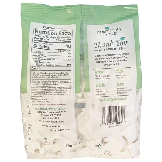 Hospitality Mints Thank You Buttermints 26 oz – Gluten Free Kosher Bulk Mint Candy for Restaurants & Offices - Image 2
