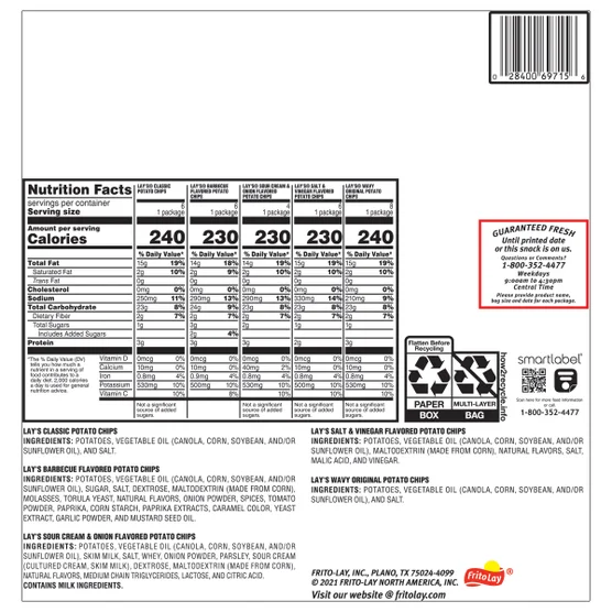 Frito Lay Potato Chips Variety Pack 1.5 oz (30-Count) – Assorted Classic Snack Bags USA - Image 2