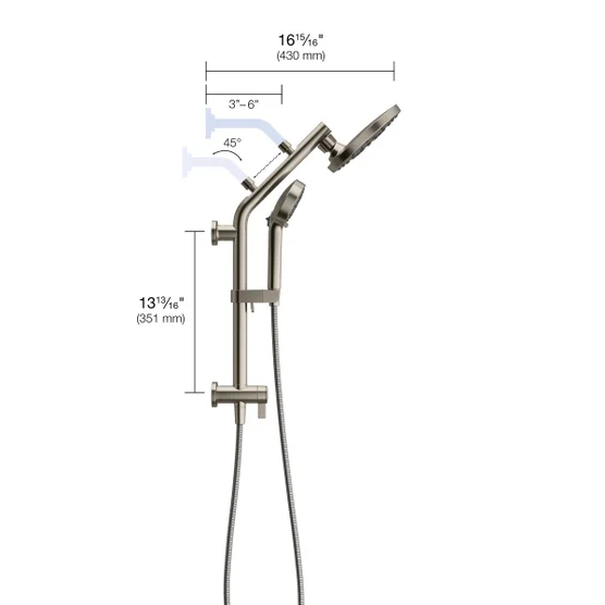 Kohler HydroRail 3-in-1 Shower System Kit – Multifunction Handshower & Slidebar - Image 2