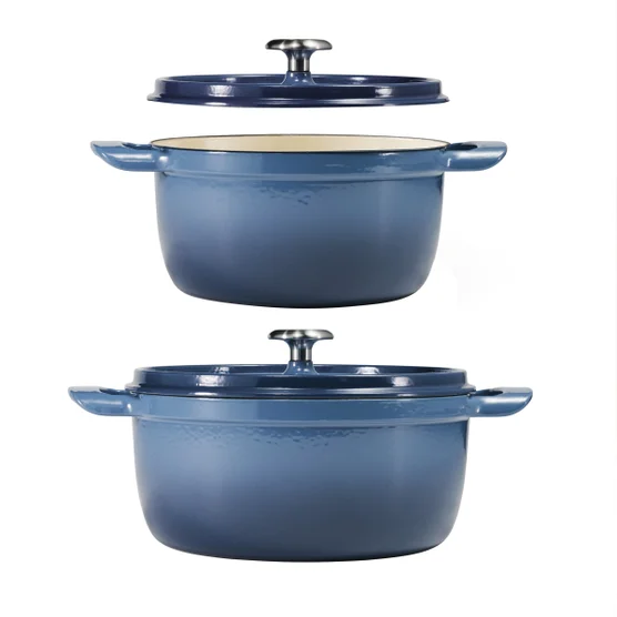 Tramontina Enameled Cast Iron Dutch Oven Set – 4qt & 6qt Round Cookware 2-Pack (Blue) - Image 2