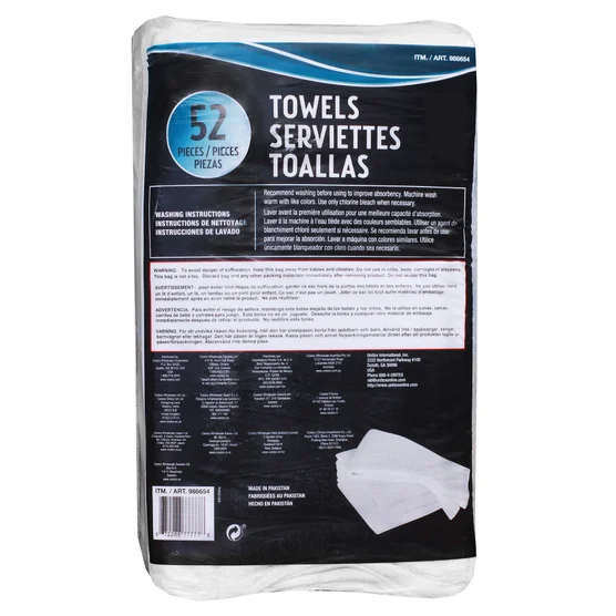 Unitex 100% Cotton Terry Towels, White, 14 x 17 Inch, 52 Count – Heavy Weight Ring Spun Cleaning Towels - Image 2