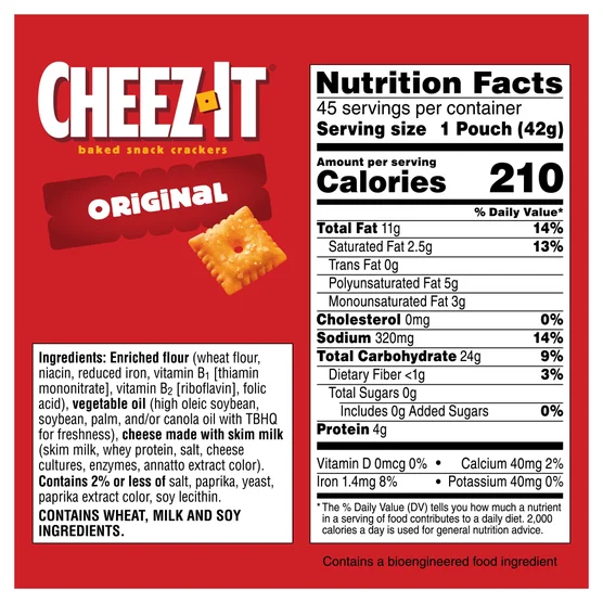 Sunshine Cheez-It Cheddar Baked Snack Crackers – 45-Count Family Pack - Image 2