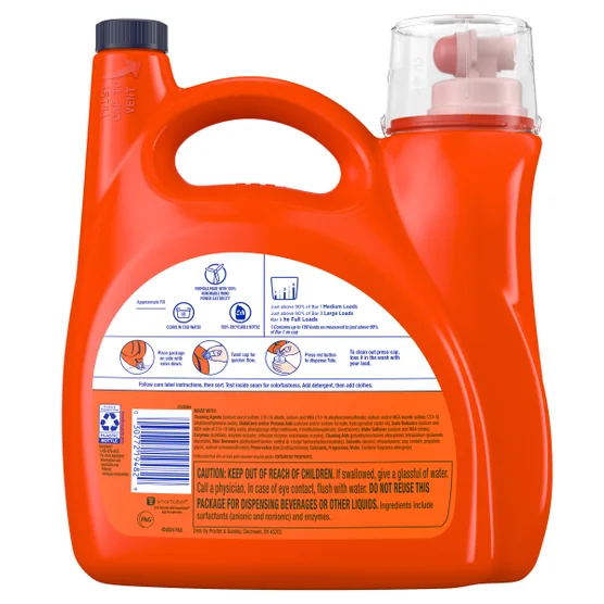 Tide Plus with Ultra Downy Liquid Laundry Detergent, April Fresh, 100 Loads, 128 fl oz - Image 2