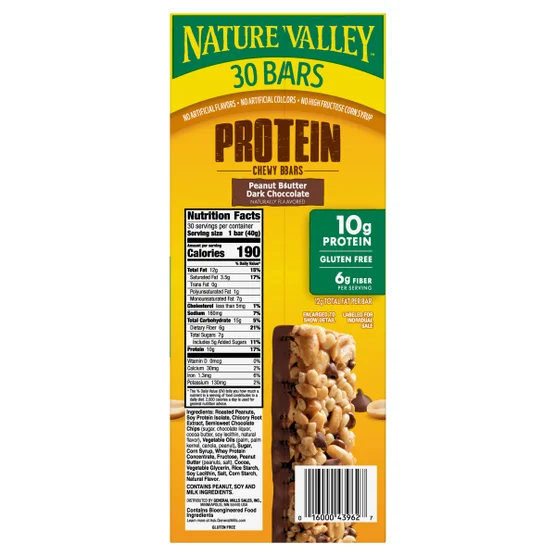 Nature Valley Protein Bar Peanut Butter Dark Chocolate 30-Count – High Protein Gluten Free Snack Bars USA - Image 2