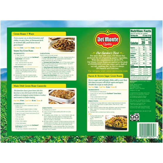 Del Monte Cut Green Beans 14.5 oz 12-Count Canned Vegetables - Image 2